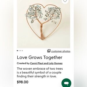 “Love Grows Together” Heart-Shaped Tree Wall Art